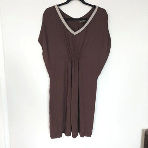 Tommy Bahama Mocha Brown V-Neck Knit Dress Size Small Petite
